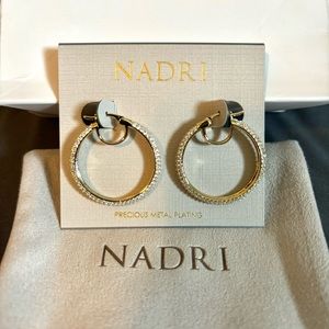 NWT Nadri Crystal Gold Hoop Earrings
